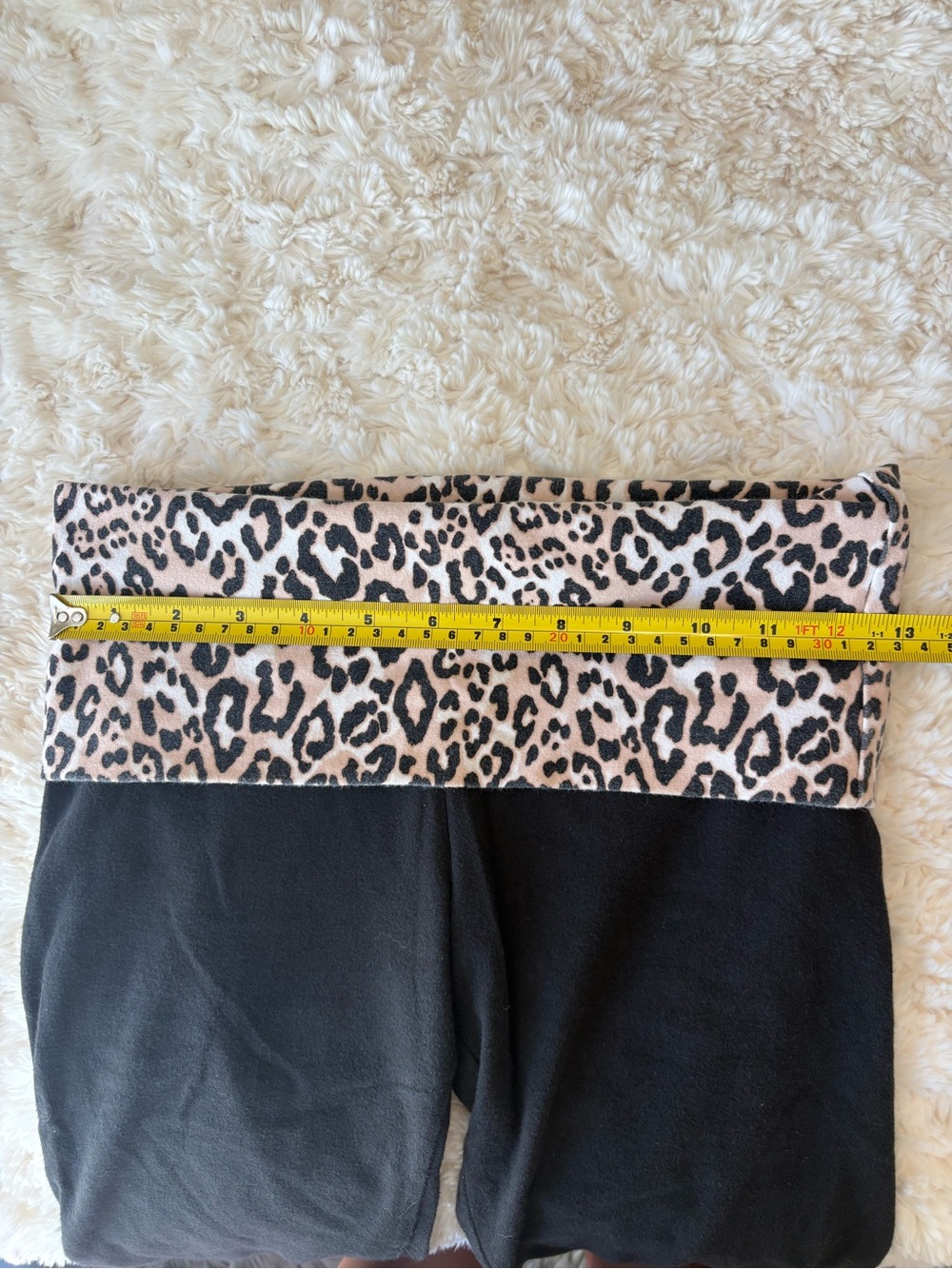 Vintage Y2K PINK Victoria's Secret Black Leggings Leopard Fold-Over Waistband - Picture 6 of 6